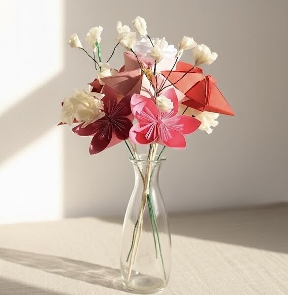 Bouquet de fleurs en origami