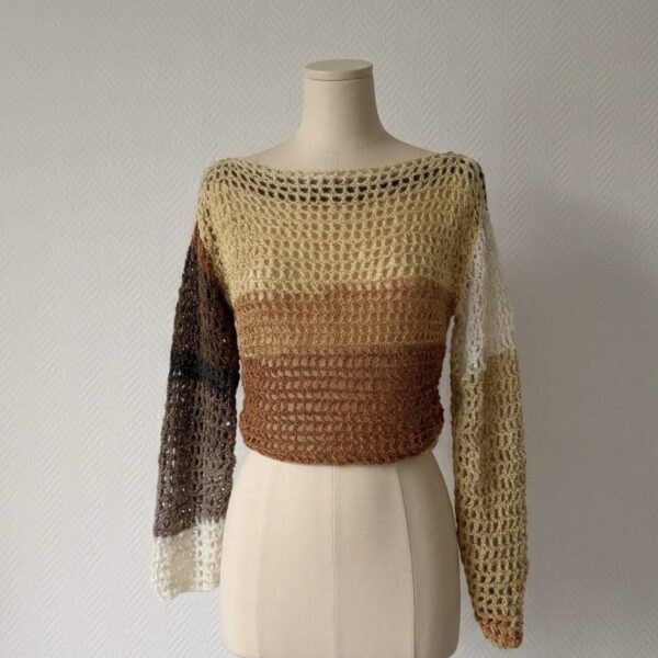 Pull en crochet couleurs automne
